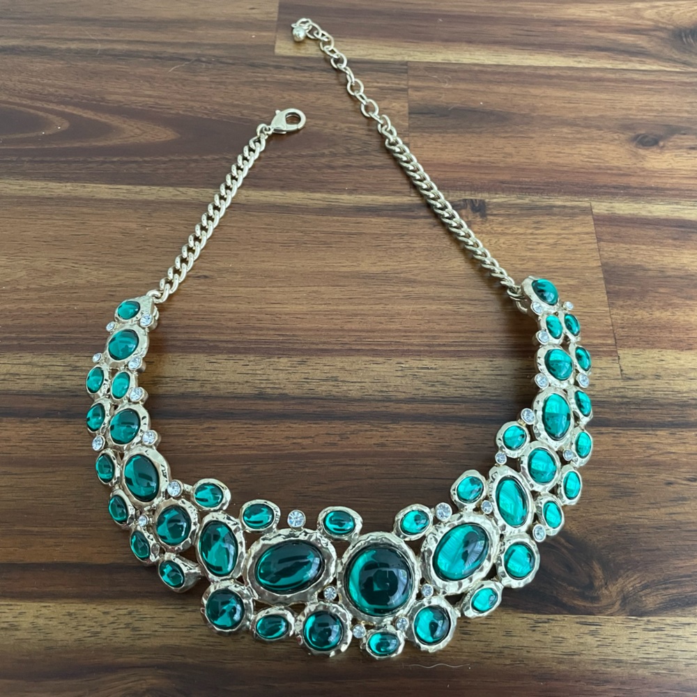 Emerald Green and Gold Necklace